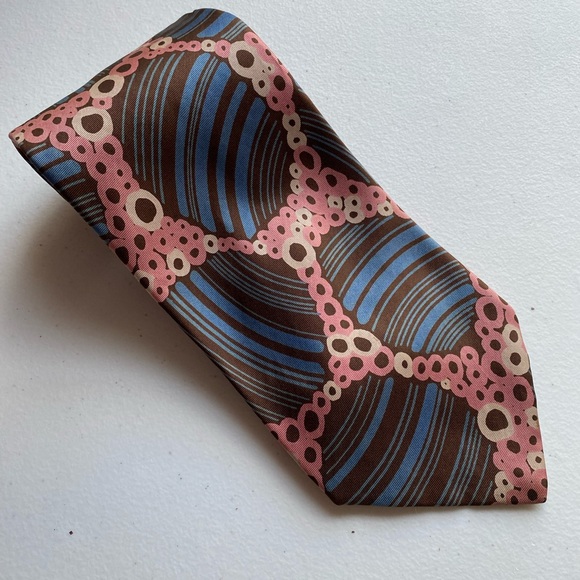 Vintage 70s Barneys New York Tie Abstract Geometric Retro WIDE Silk Tie Disco - Picture 1 of 10